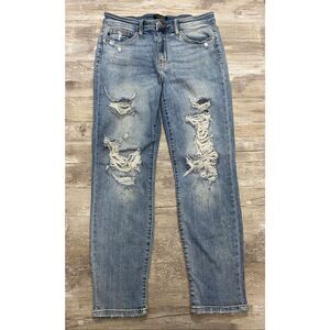 Judy Blue Mid Rise Skinny Jeans Distressed Paint Splatter Junior’s Sz 11/30